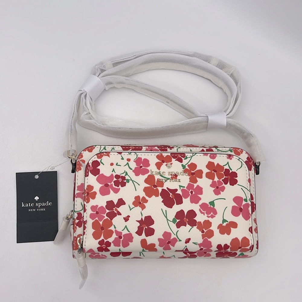Kate Spade Staci Sunny Floral Dual Zip Around Crossbody Pink Multi